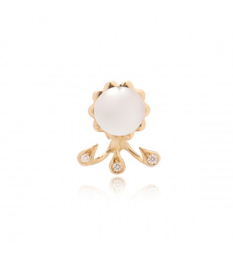 White Pearl & Drops Rose Gold Earring