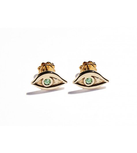 Rose Gold & Tsavorite Eye Earrings